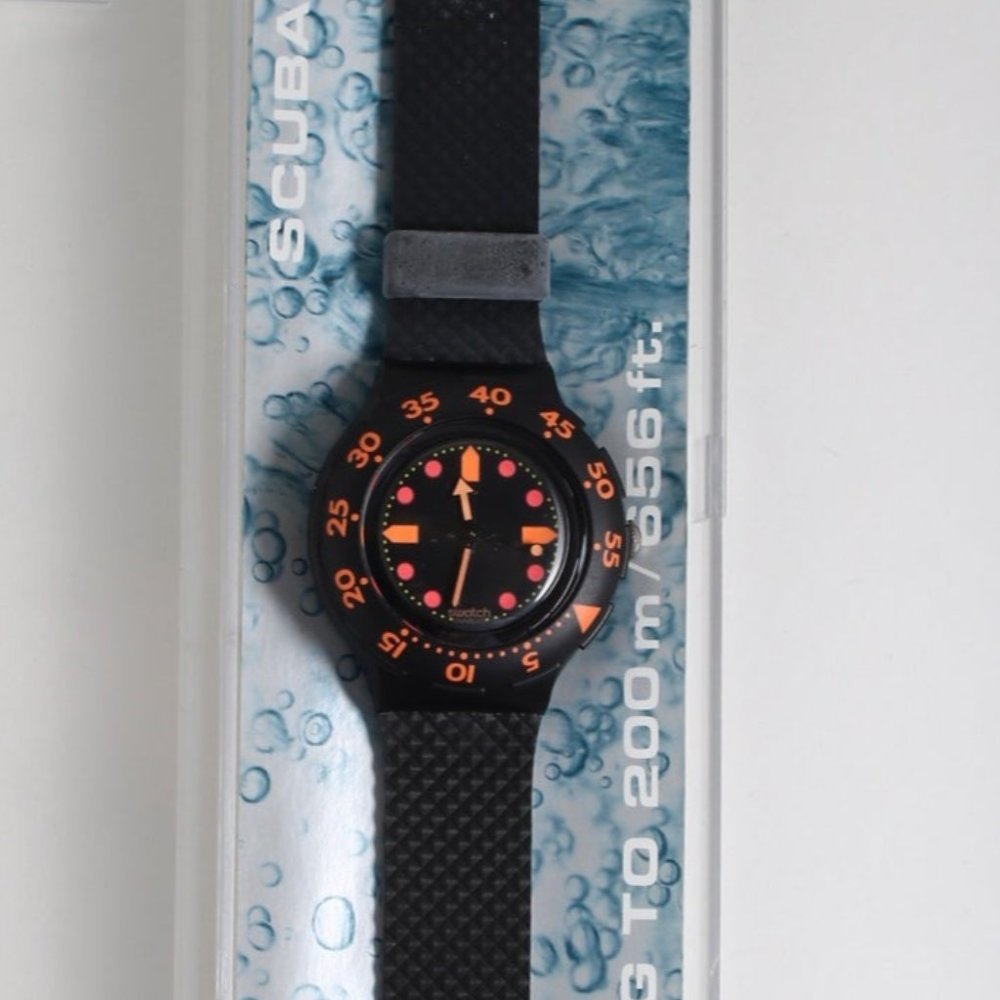 Swatch Barrier Reef 200m Scuba 200 Dive SDB100 Watch Black & Orange